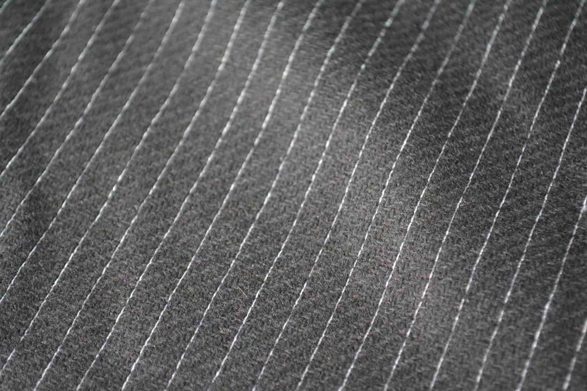 European Pure Wool | Black Striped Wool Midweight Suiting Fabric 60 Inch Usable | By the Yard