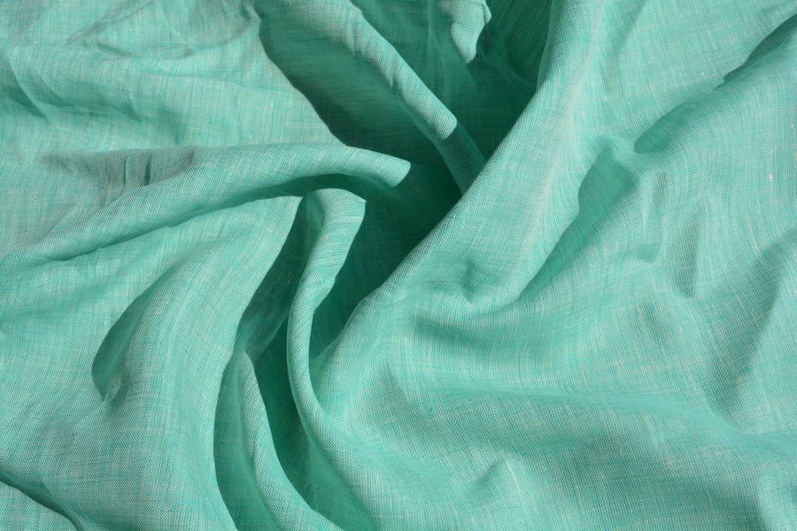 Green and white | 100% linen | Linen | Designer Deadstock | By the Yard