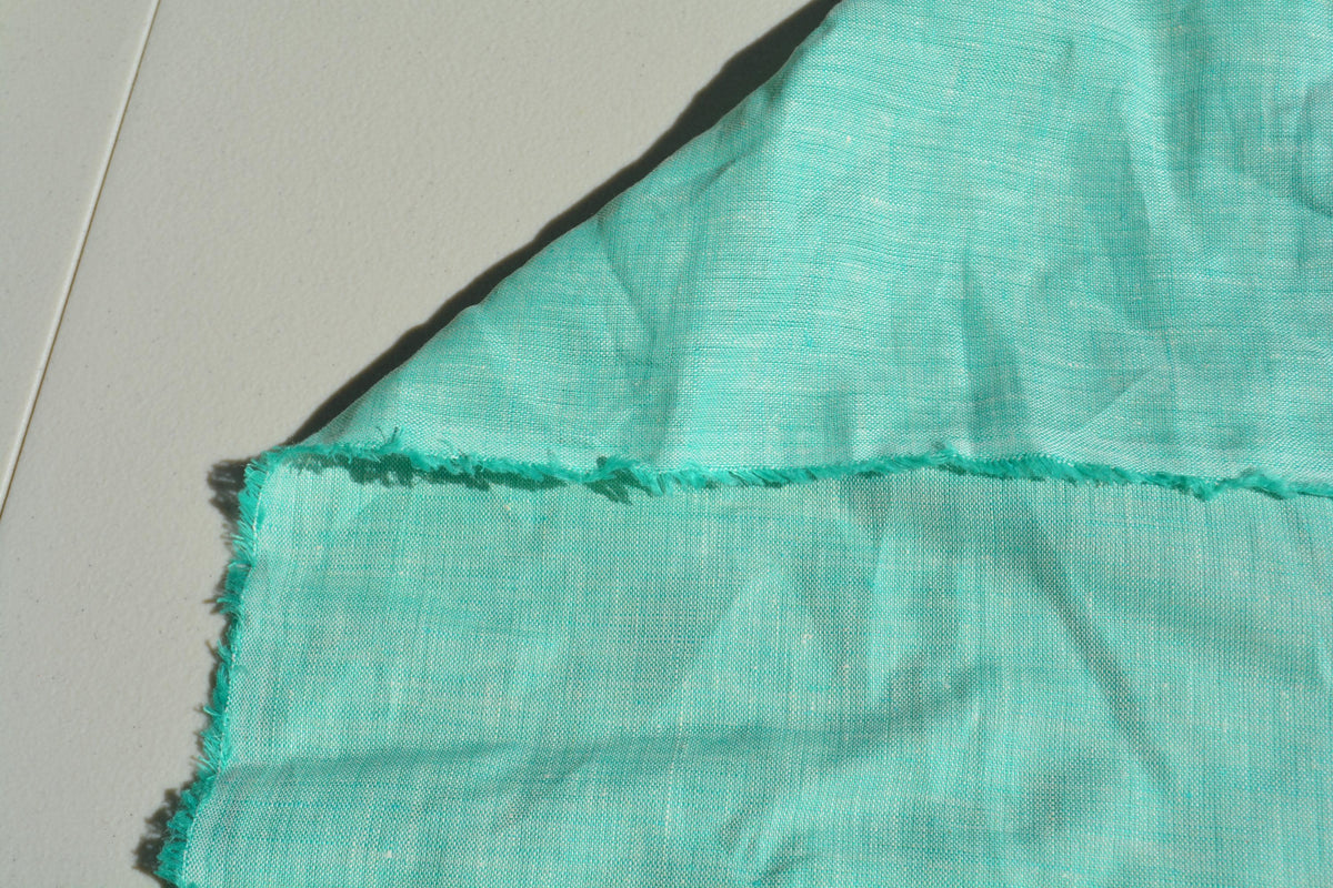 Green and white | 100% linen | Linen | Designer Deadstock | By the Yard