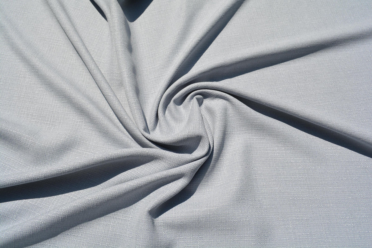 Designer Silk Blend Linen Weave Fabric | Light Gray Midweight Designer Fabric | Silk Nylon, Couture Sewing | By the Yard