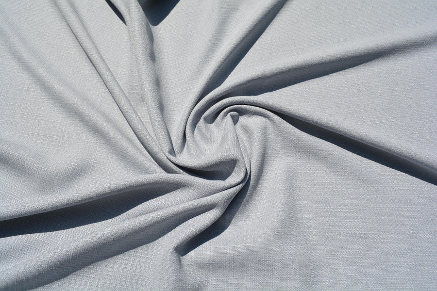 Designer Silk Blend Linen Weave Fabric | Light Gray Midweight Designer Fabric | Silk Nylon, Couture Sewing | By the Yard