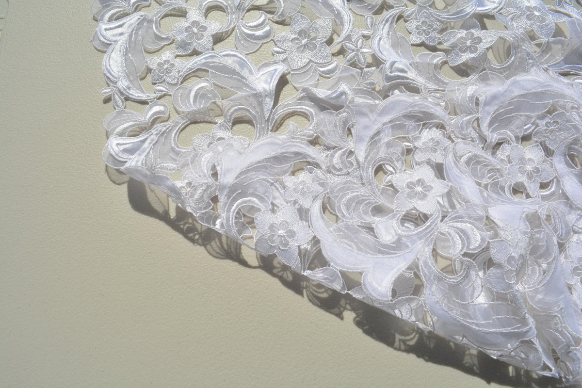 White | 100% polyester | Cutout Lace | Designer Deadstock | By the Yard