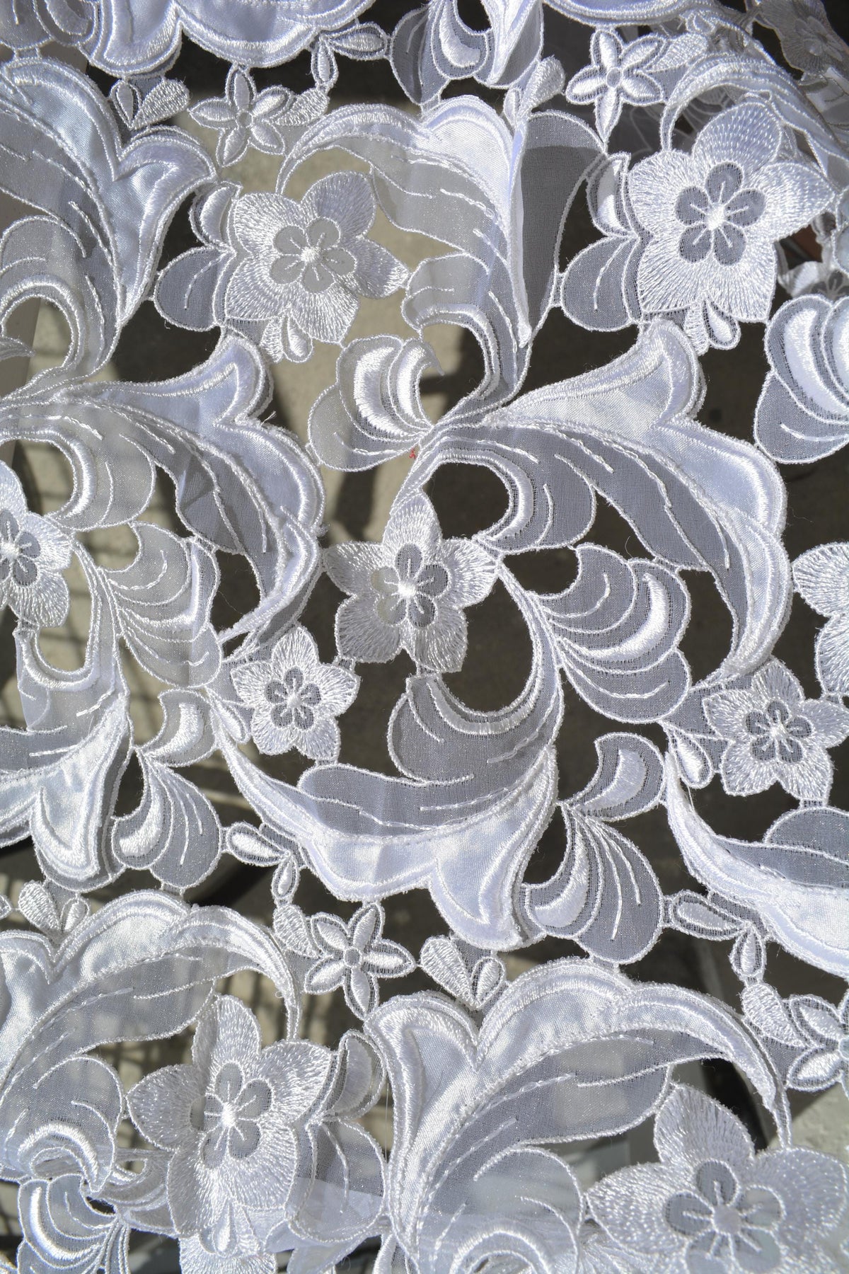 White | 100% polyester | Cutout Lace | Designer Deadstock | By the Yard