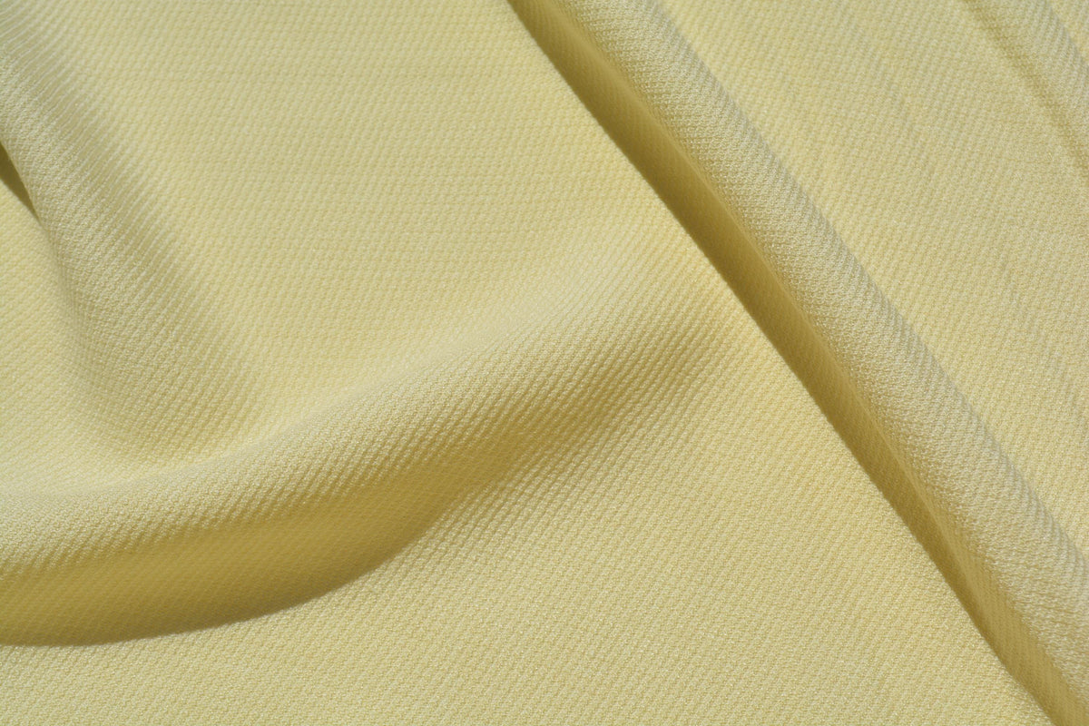 Designer Silk Viscose Faille Crepe Twill Fabric | Butter Yellow | Luxury Dressmaking & Couture Sewing | By the Yard