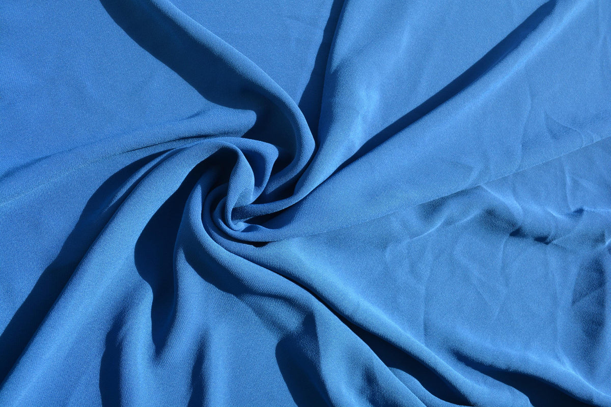 Blue | 100% silk | Heavyweight Silk Crepe | Designer Deadstock | By the Yard