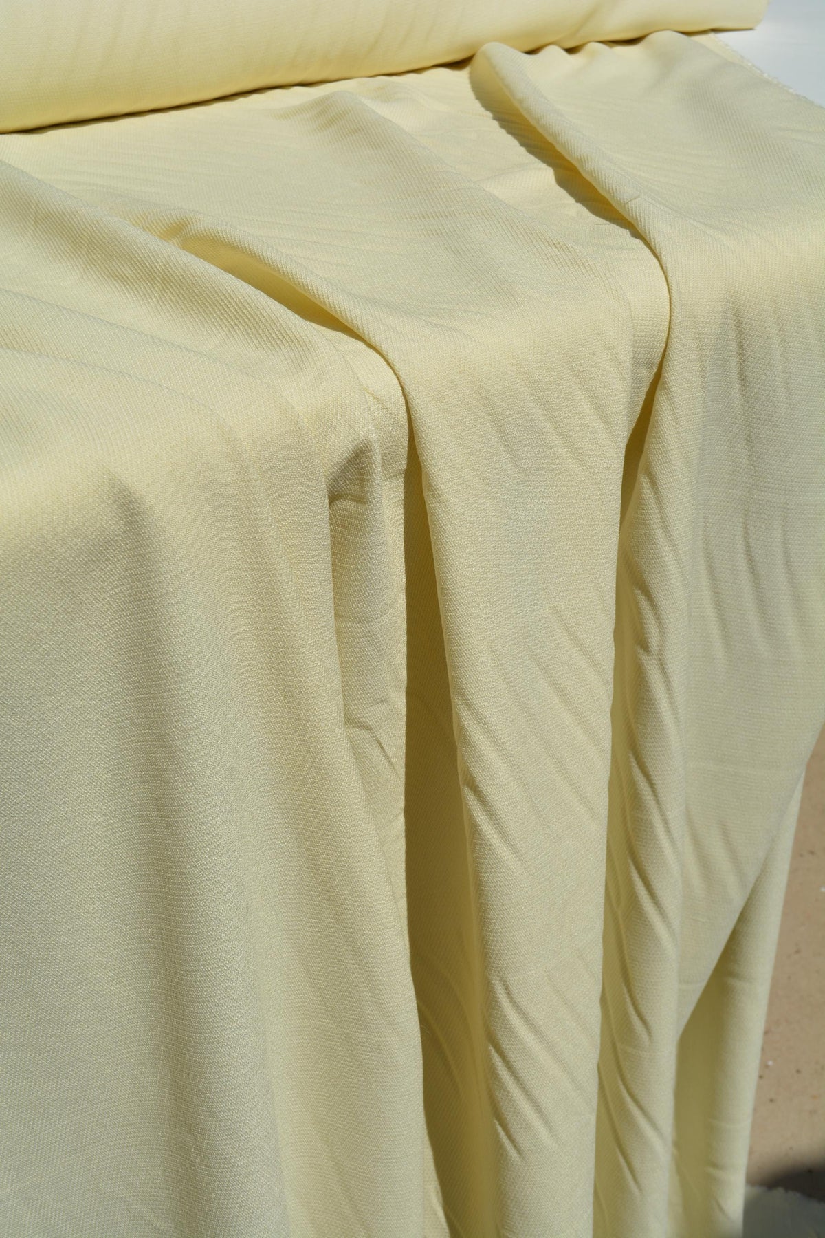 Designer Silk Viscose Faille Crepe Twill Fabric | Butter Yellow | Luxury Dressmaking & Couture Sewing | By the Yard