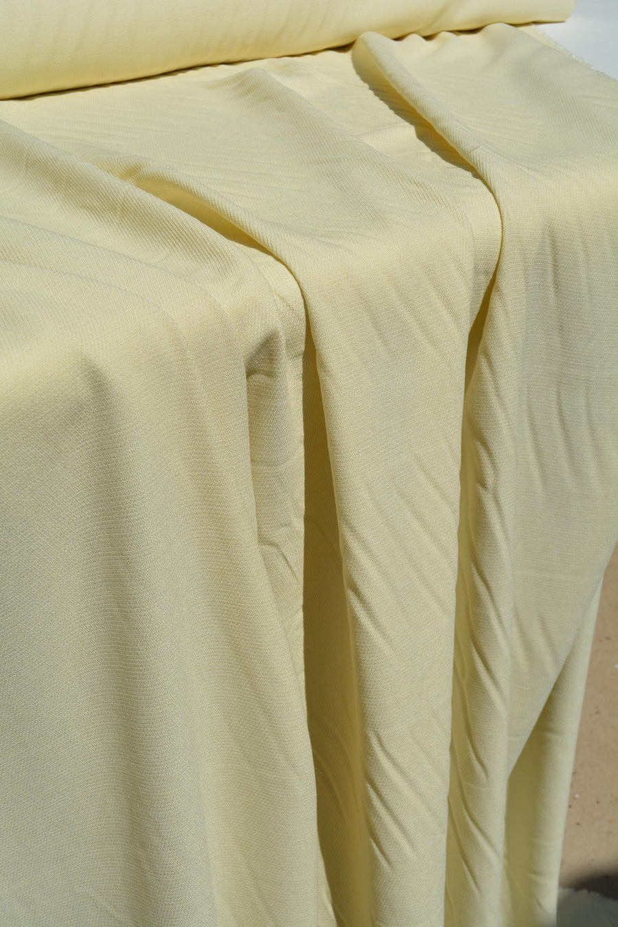 Designer Silk Viscose Faille Crepe Twill Fabric | Butter Yellow | Luxury Dressmaking & Couture Sewing | By the Yard