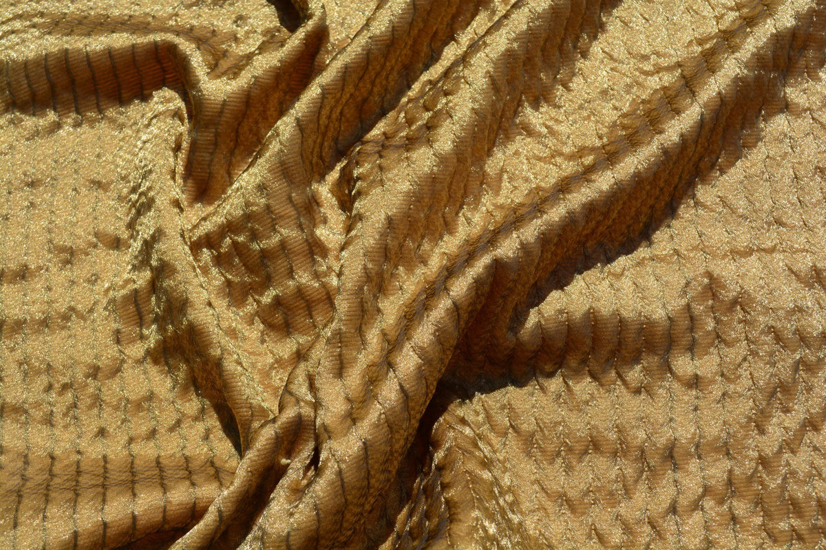 Designer Metallic Gold Fabric | Midweight Designer Polyester Material | Couture Sewing, Eveningwear & Costume Fabric | B
