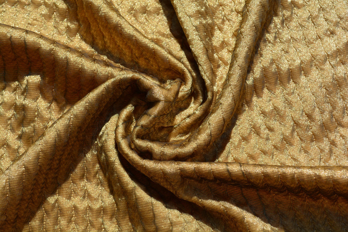 Designer Metallic Gold Fabric | Midweight Designer Polyester Material | Couture Sewing, Eveningwear & Costume Fabric | B