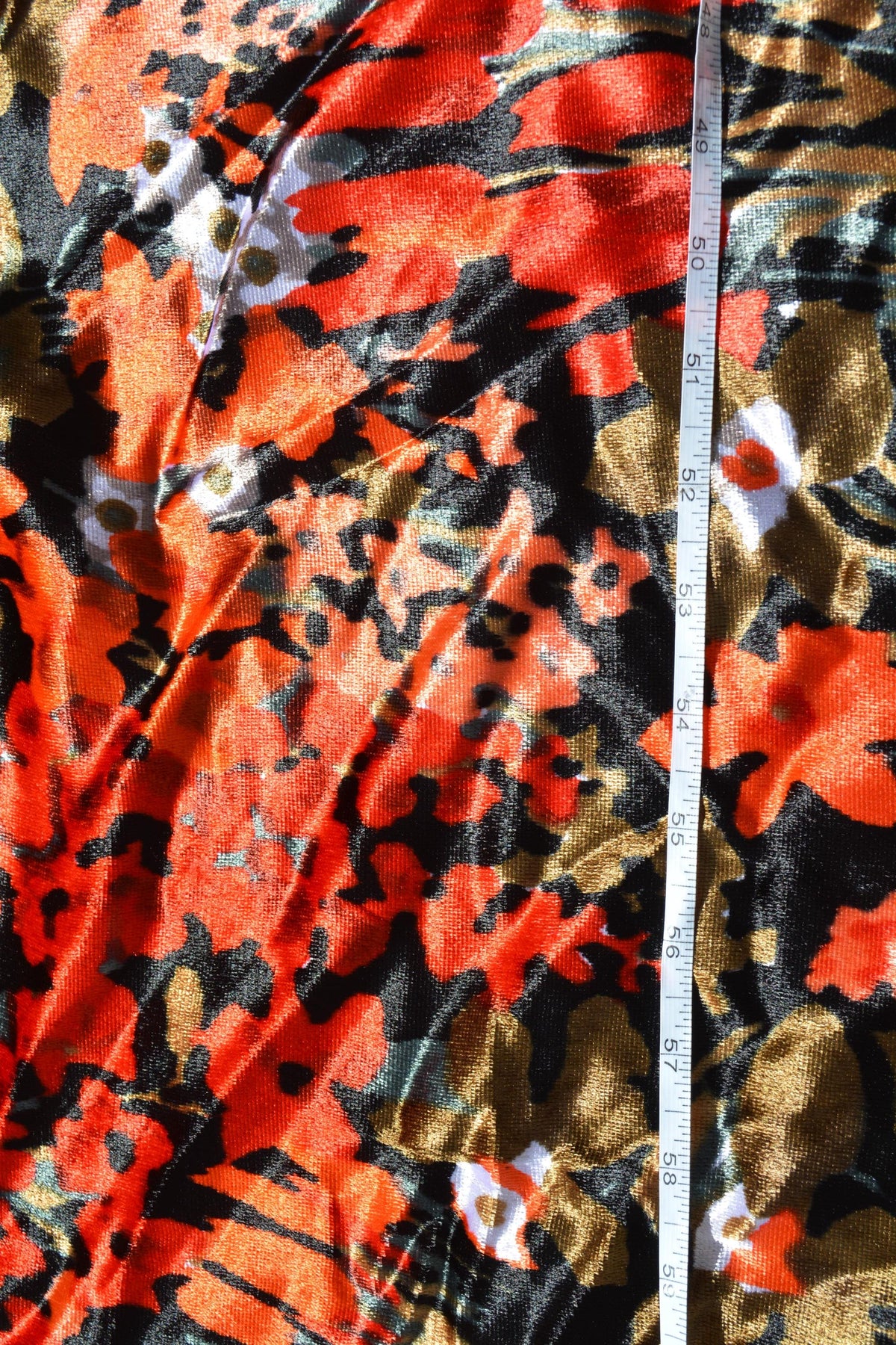 Orange and black | 100% polyester | Velvet | Designer Deadstock | By the Yard