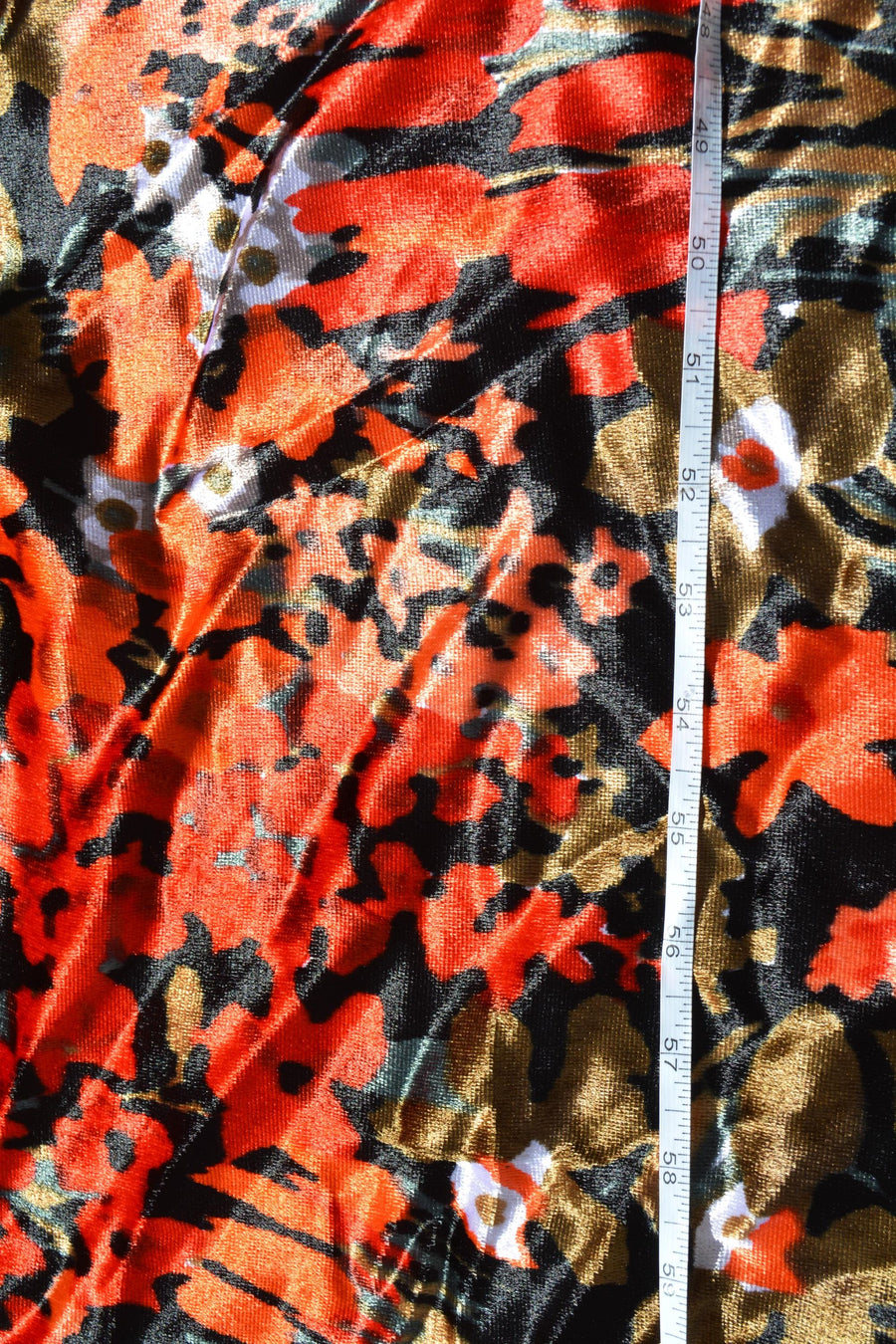 Orange and black | 100% polyester | Velvet | Designer Deadstock | By the Yard