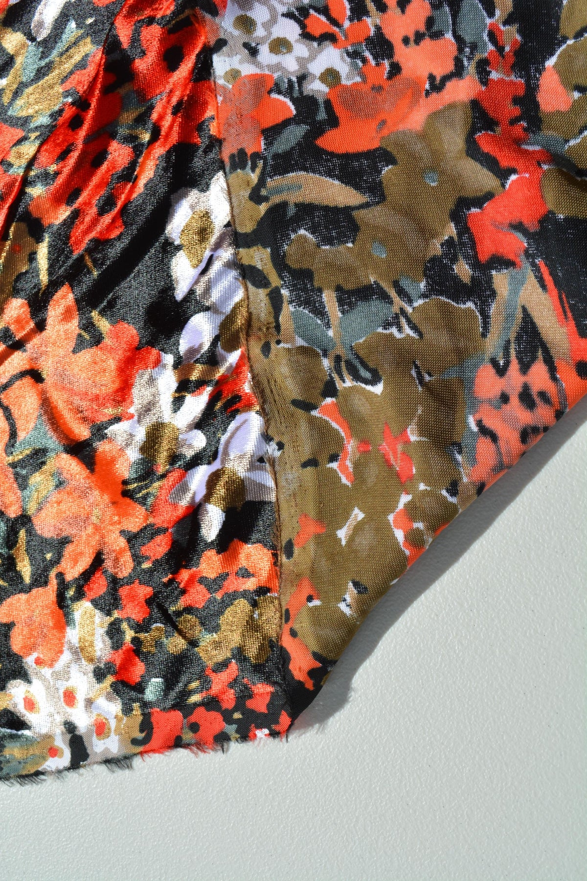 Orange and black | 100% polyester | Velvet | Designer Deadstock | By the Yard