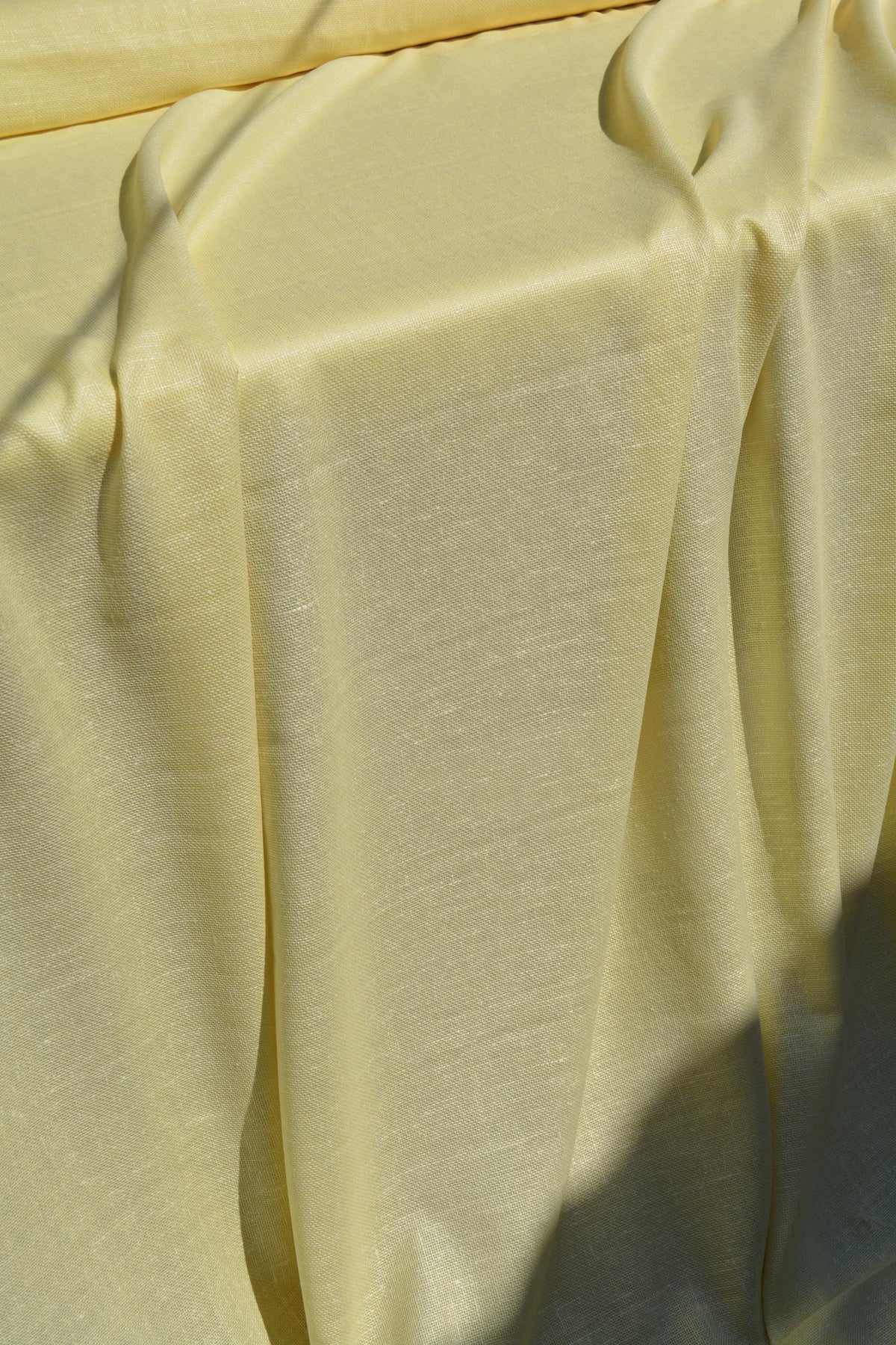Designer Silk Blend Linen Weave Fabric | Yellow Midweight Designer Fabric | Silk Wool, Couture Sewing | By the Yard