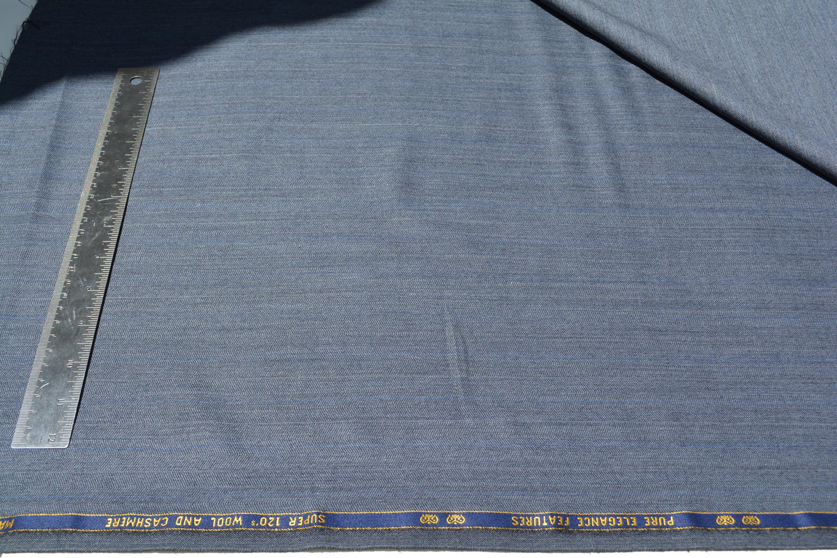 British Cashmere Super 120s Wool Suiting Fabric | Herringbone | Made In England | By the Yard