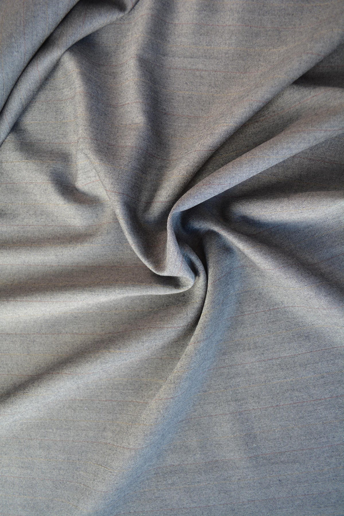Gray Wool Twill Suiting Fabric with Thin Yellow and Red Stripes Designer Jacket and Trouser Cloth 61 Inch Wide | *By the