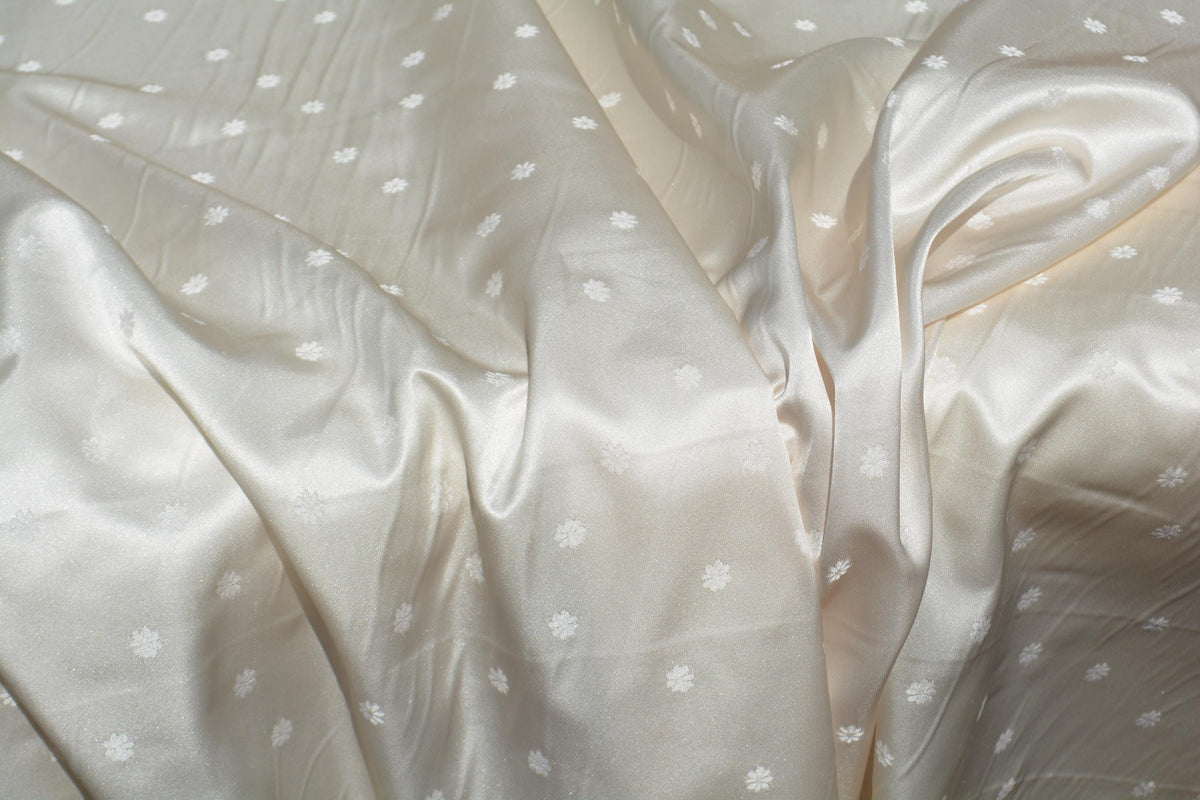 European 100% Silk Jacquard Fabric | Silk Floral Pattern, 55” Width | Luxury Bridal & Dressmaking Fabric | *By the 1/2 Y