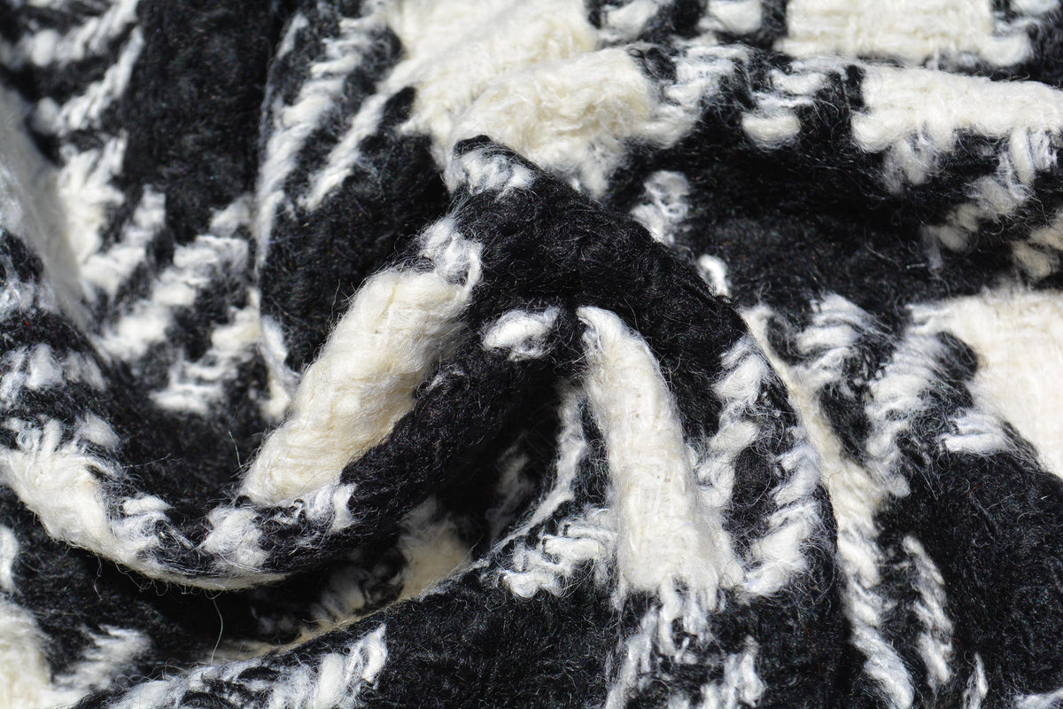 Winter Designer Wool Tweed Checkered Fabric | 100% Designer Wool, 59" Wide | Luxury Suiting, Jackets, Coats, Apparel Fab