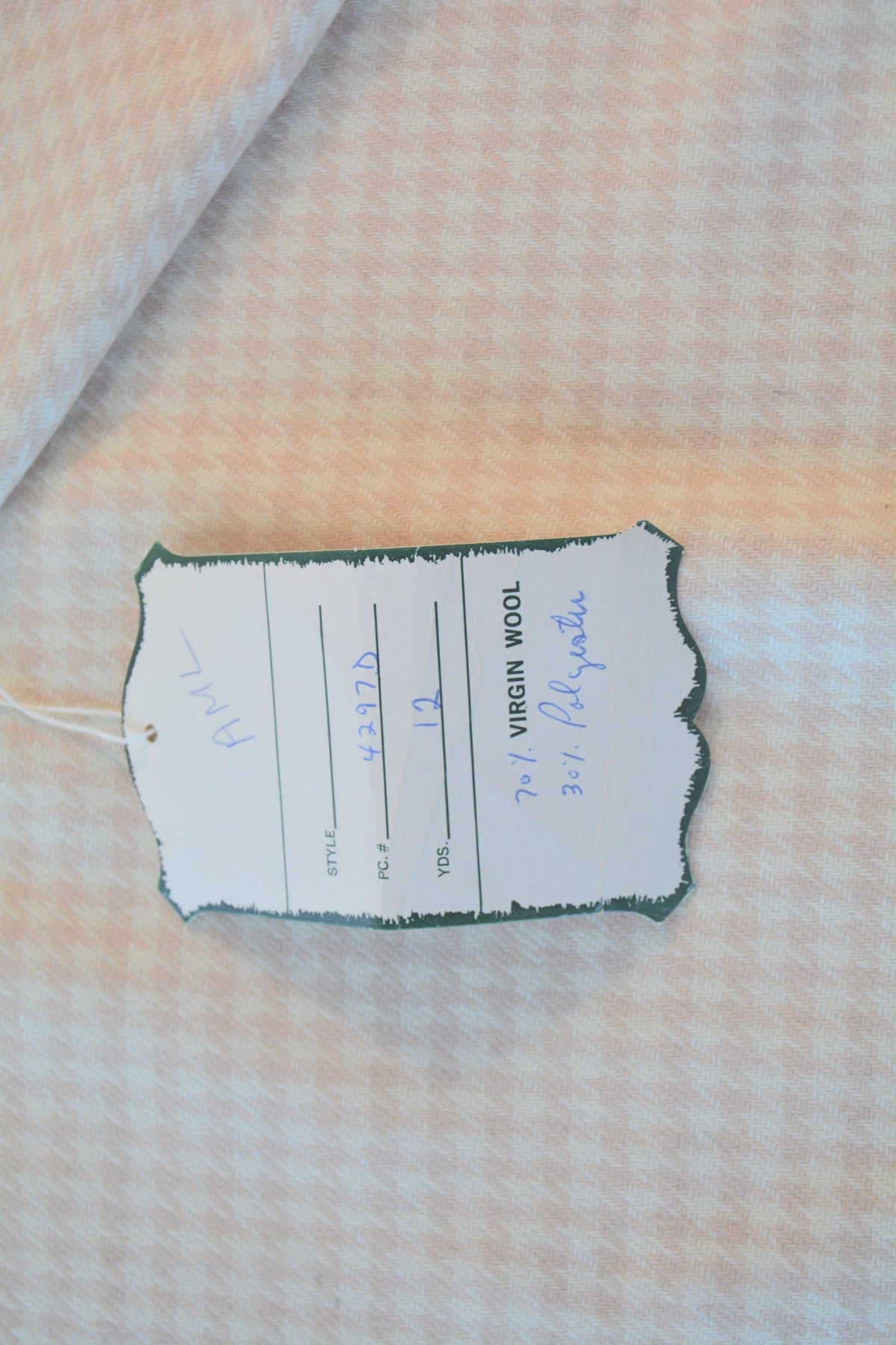 Vintage Domestic Checkered Wool Blend Fabric Beige White 57 Inch Wide | By the Yard