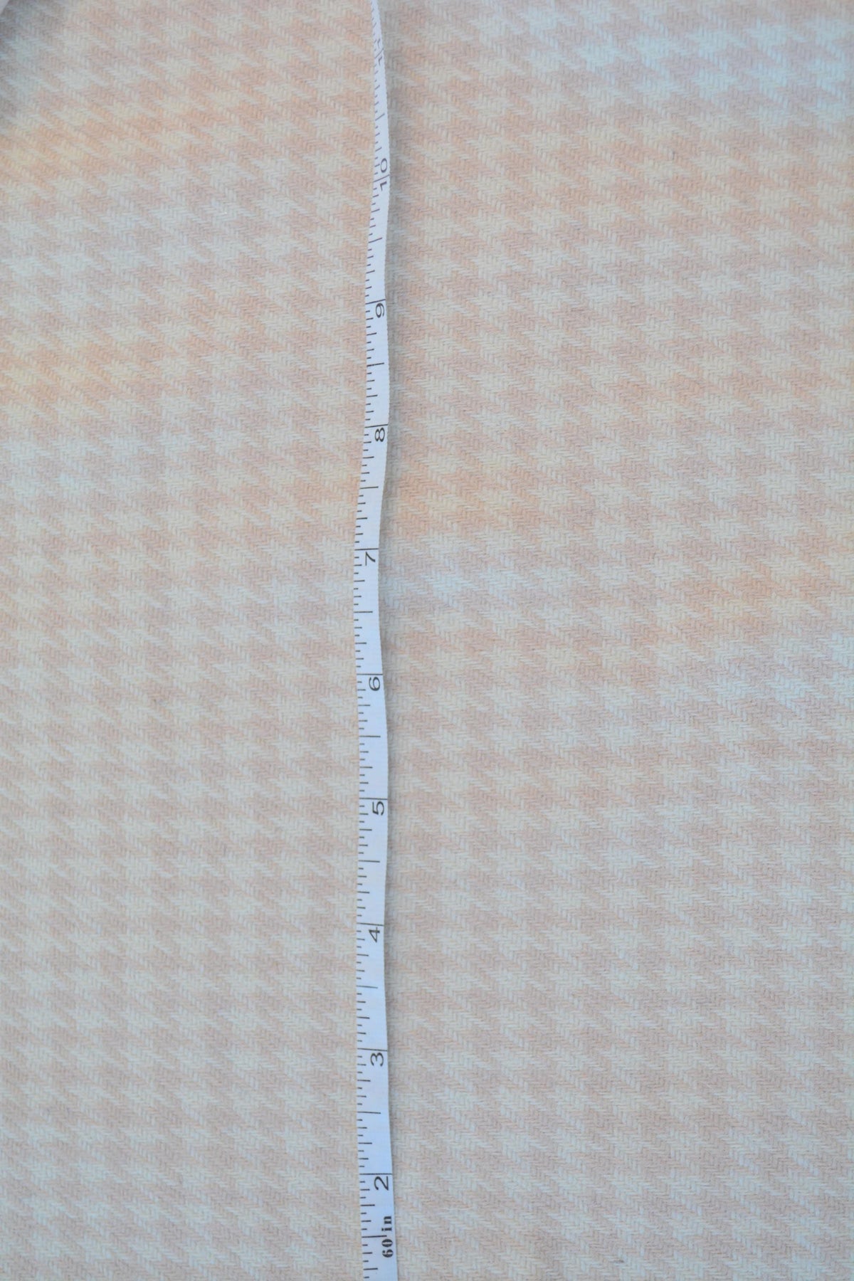 Vintage Domestic Checkered Wool Blend Fabric Beige White 57 Inch Wide | By the Yard