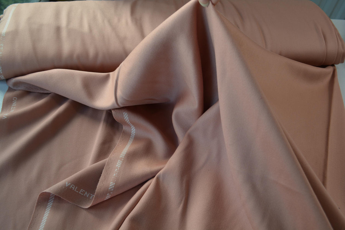 Designer Miss V Salmon Peach Wool Fabric Designer Dress and Suiting Material 60 Inch Wide | By the Yard