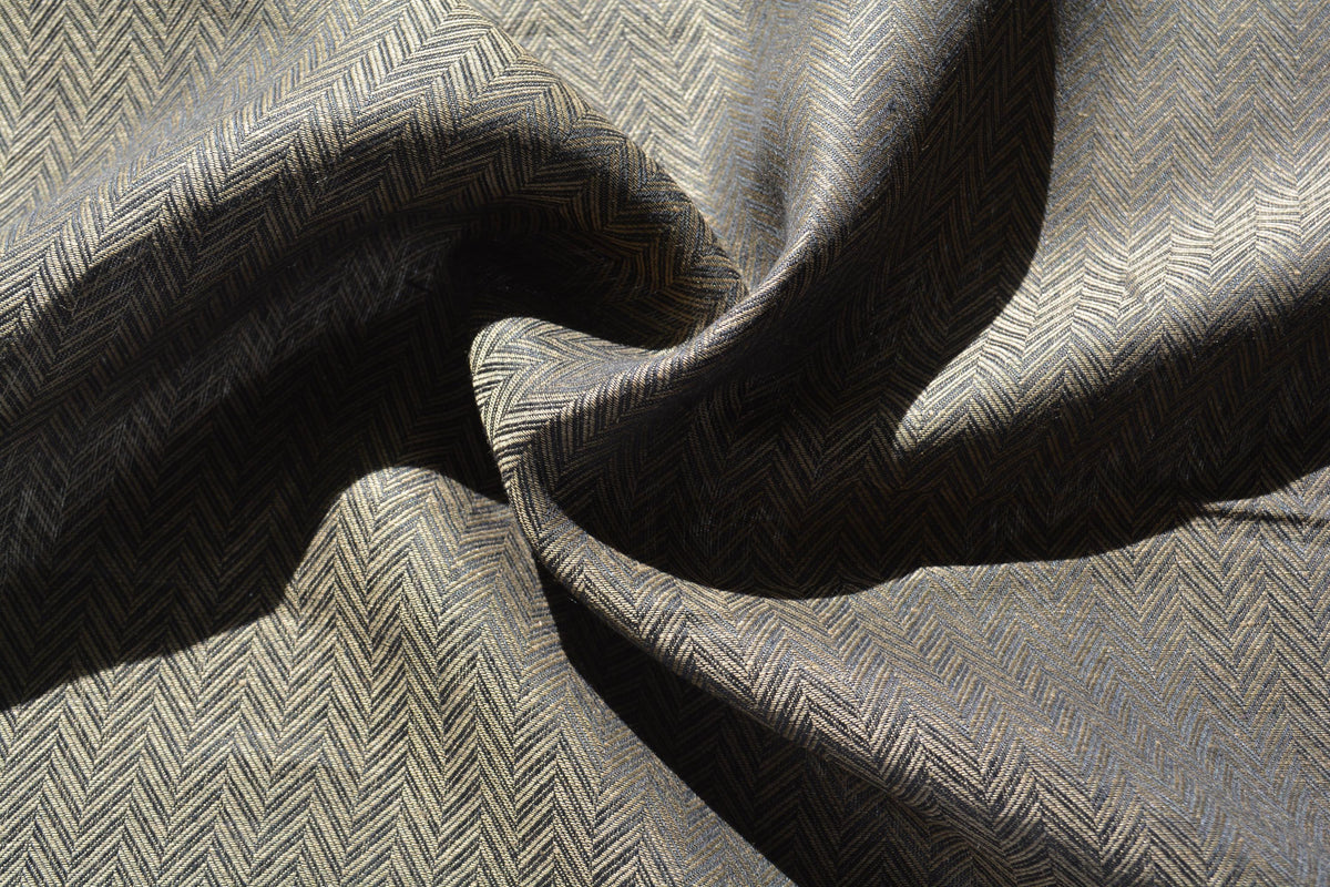 Black and brown Wool Blend Herringbone | Vintage Deadstock | *By the 1/2 Yard*