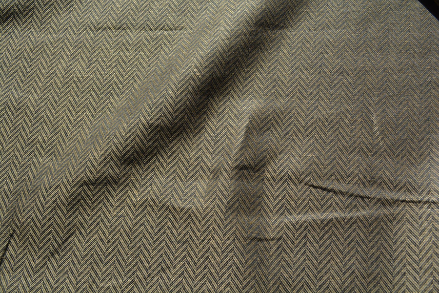 Black and brown Wool Blend Herringbone | Vintage Deadstock | By the Yard