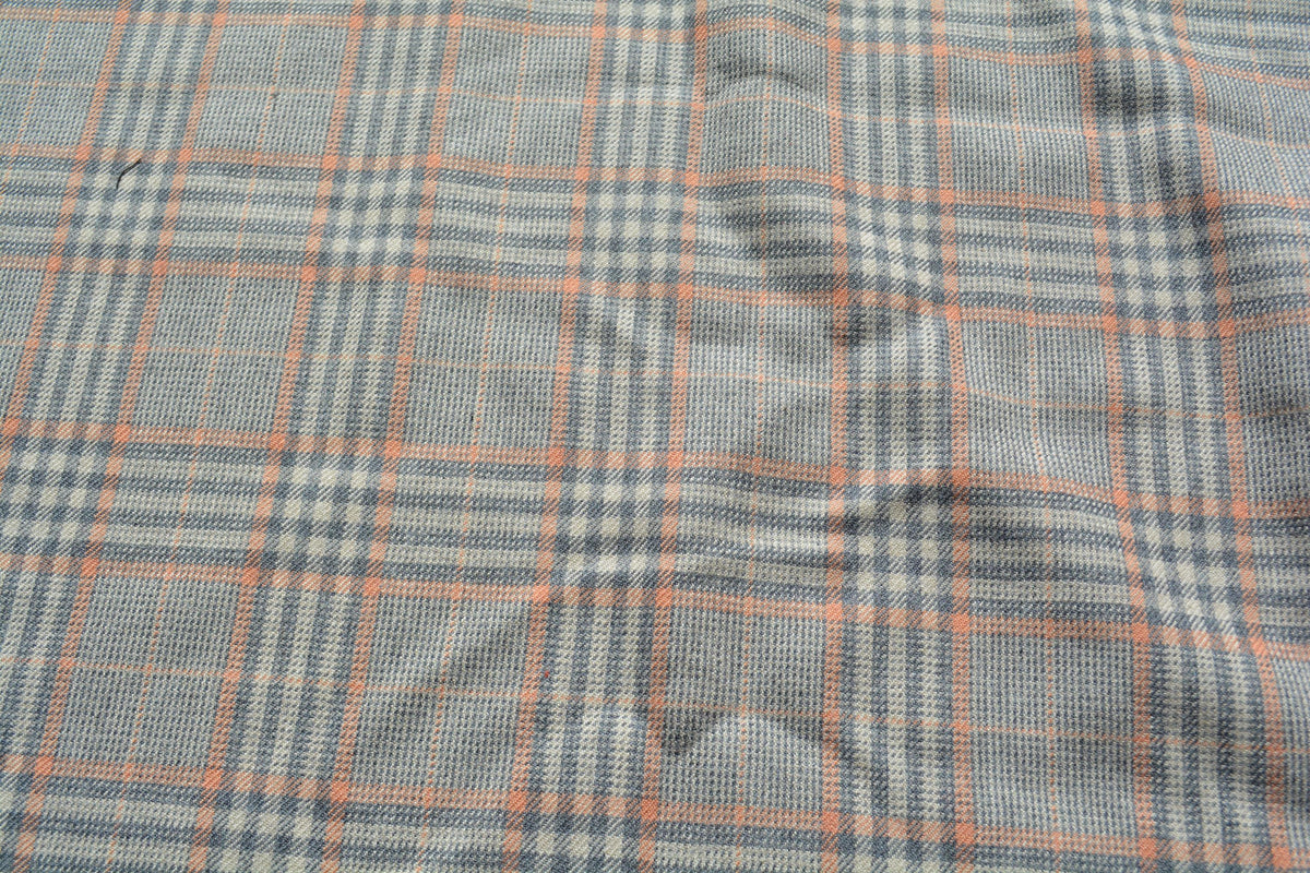 Beige and salmon plaid | 100% wool | Plaid Tweed | Designer Deadstock | By the Yard
