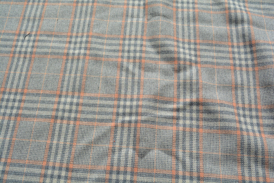 Beige and salmon plaid | 100% wool | Plaid Tweed | Designer Deadstock | By the Yard
