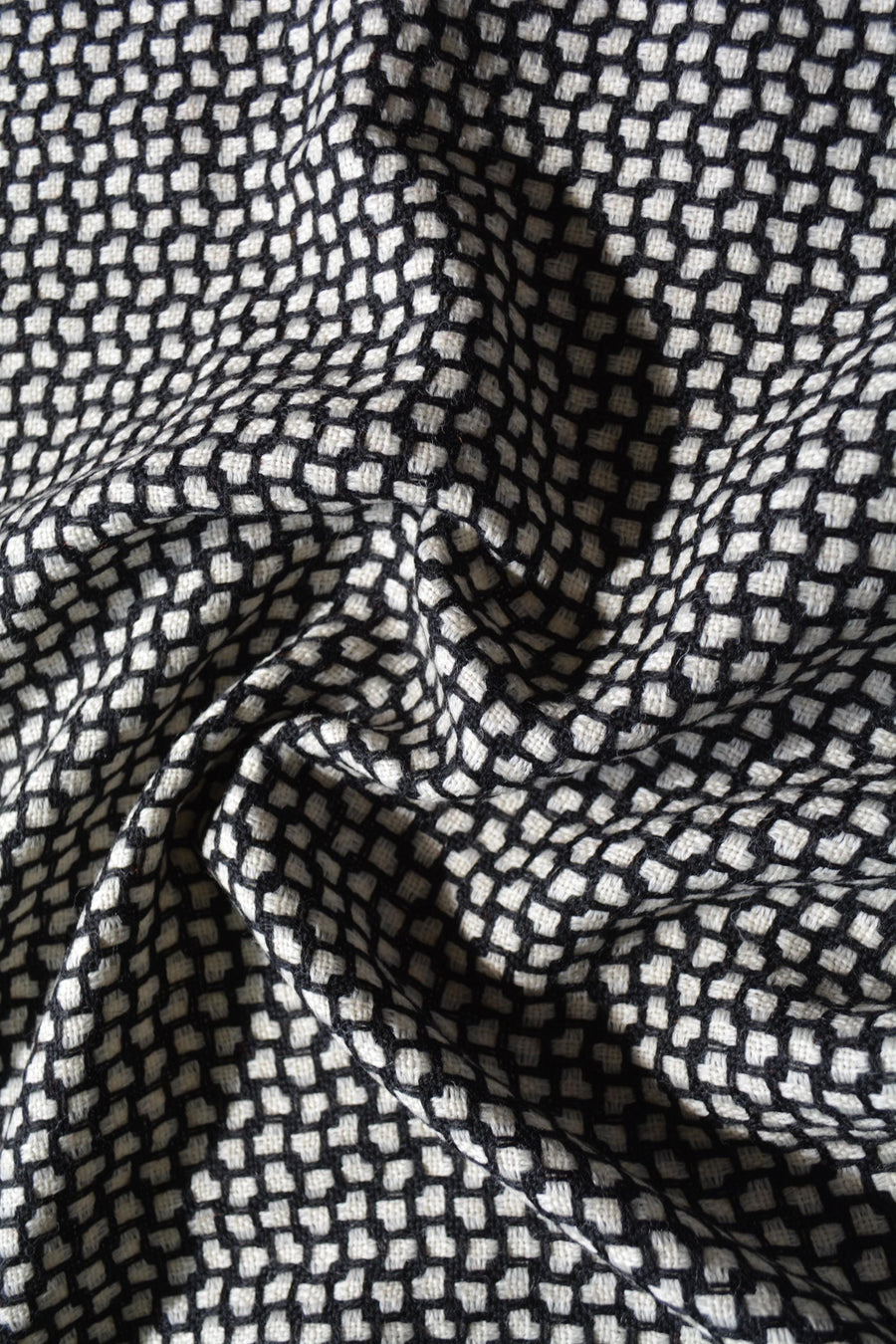 Designer Black White checkered | 100% wool | Wool Suiting | Designer Deadstock |By the Yard