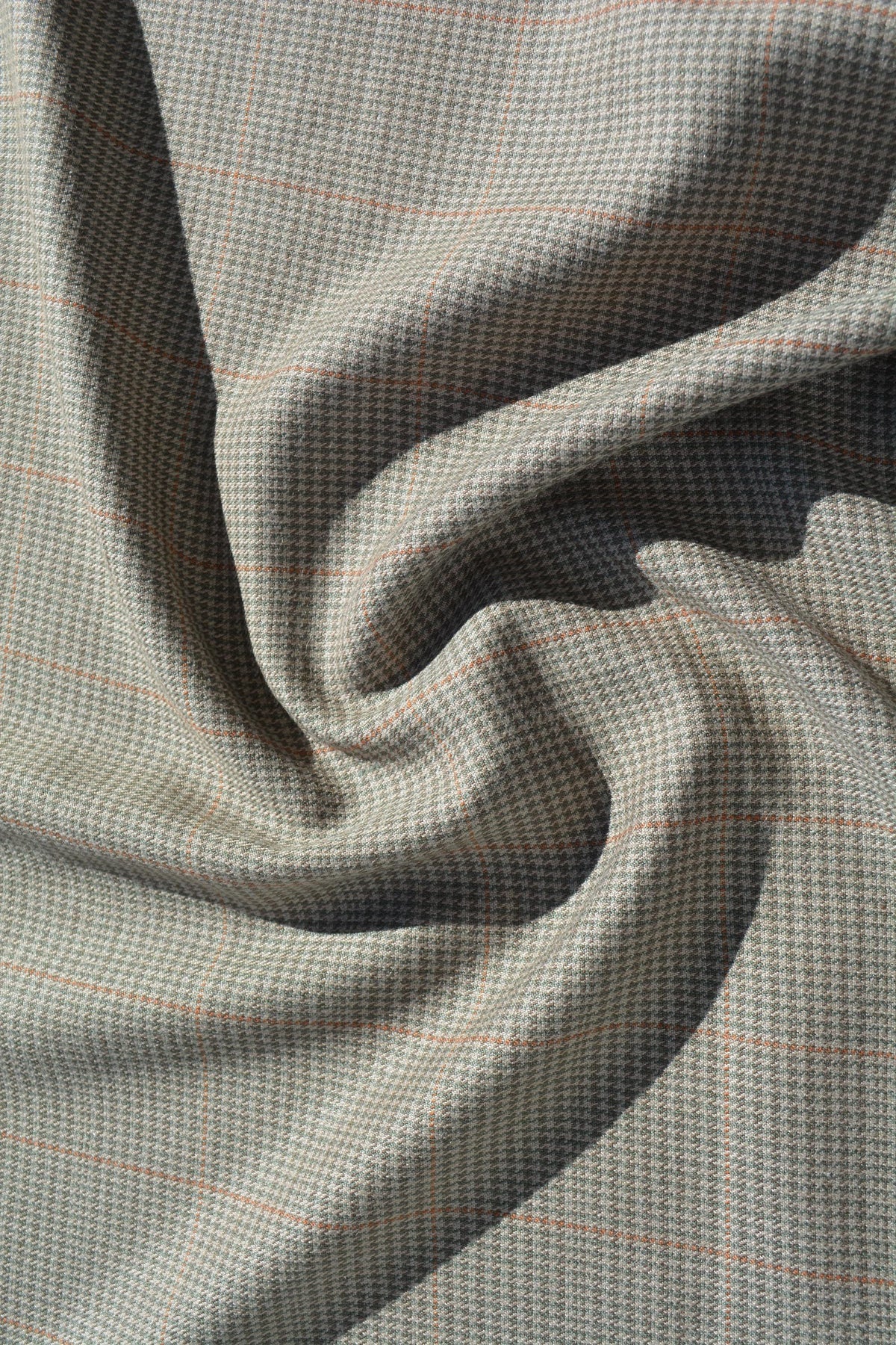 Houndstooth Wool Fabric | Beige | Luxury Designer Textile | By the 1/2 Yard