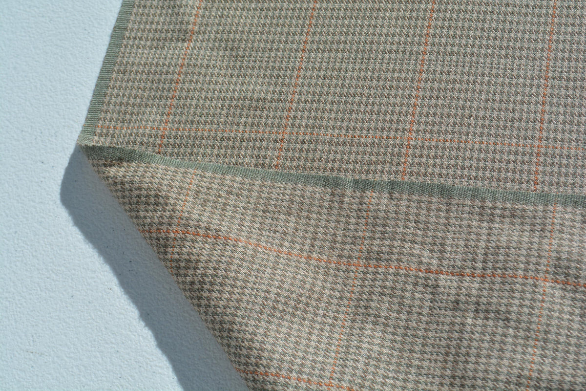 Houndstooth Wool Fabric | Beige | Luxury Designer Textile |By the Yard