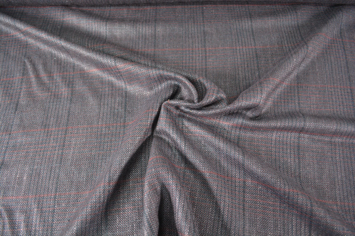 Pure Wool Purple Black Striped Silk Wool Tweed Midweight Fabric 59.5 Inch Wide | By the Yard