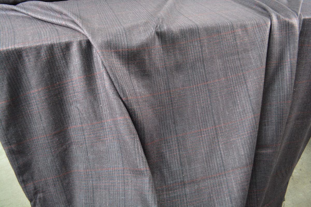Pure Wool Purple Black Striped Silk Wool Tweed Midweight Fabric 59.5 Inch Wide | By the Yard