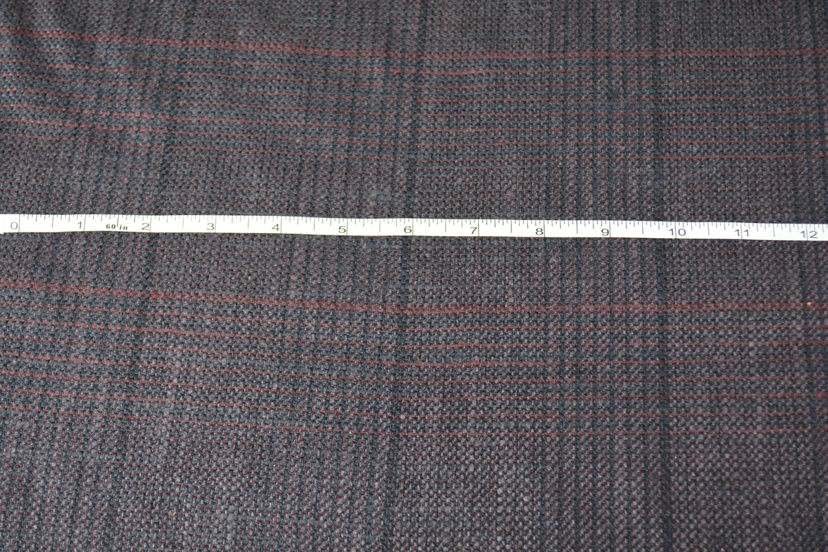 Pure Wool Purple Black Striped Silk Wool Tweed Midweight Fabric 59.5 Inch Wide | By the Yard