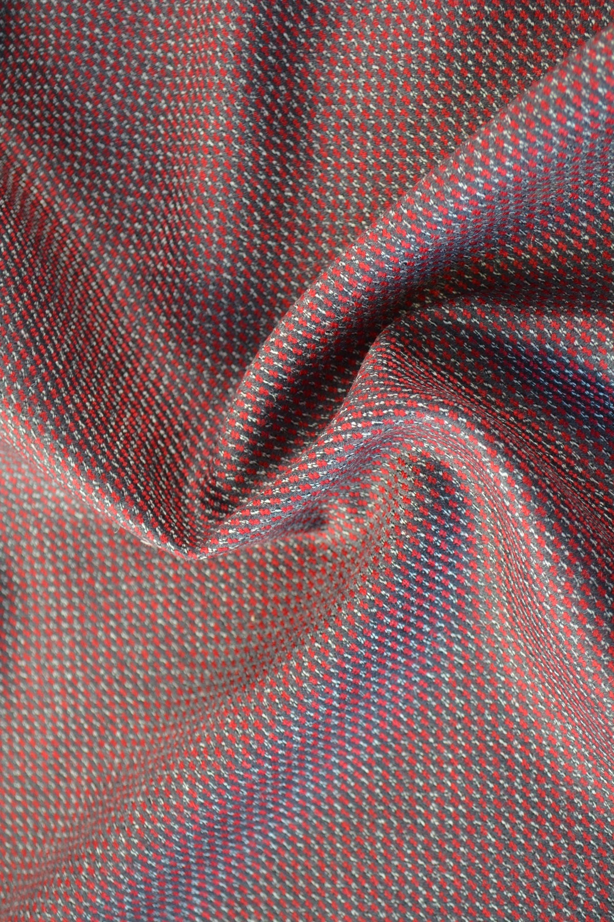 European Pure Wool | Wool Coating | Red and gray | Designer Fabric Yardage | By the 1/2 Yard