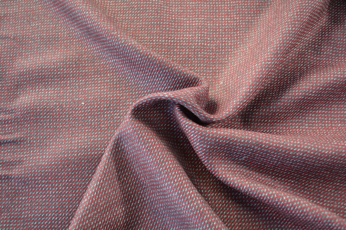 European Pure Wool | Wool Coating | Red and gray | Designer Fabric Yardage |By the Yard