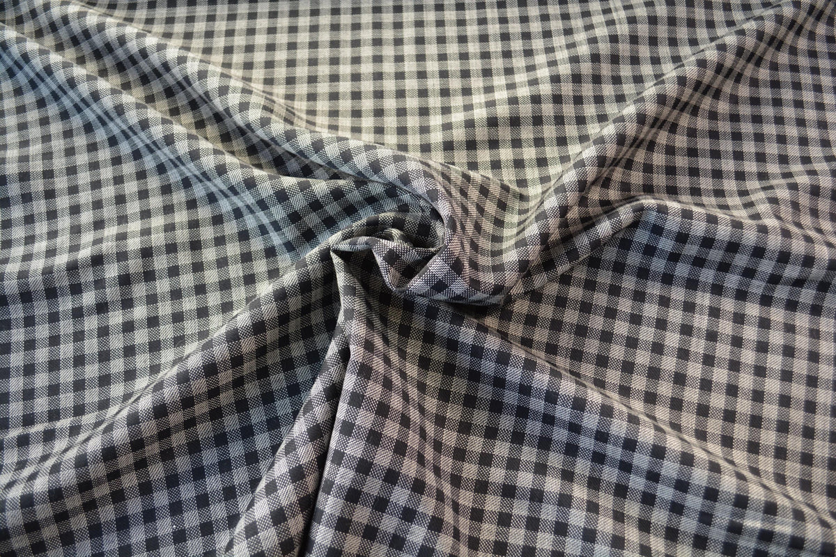 European Pure Wool | Lightweight Check Wool Suiting | Black and white striped | Designer Fabric Yardage |By the Yard