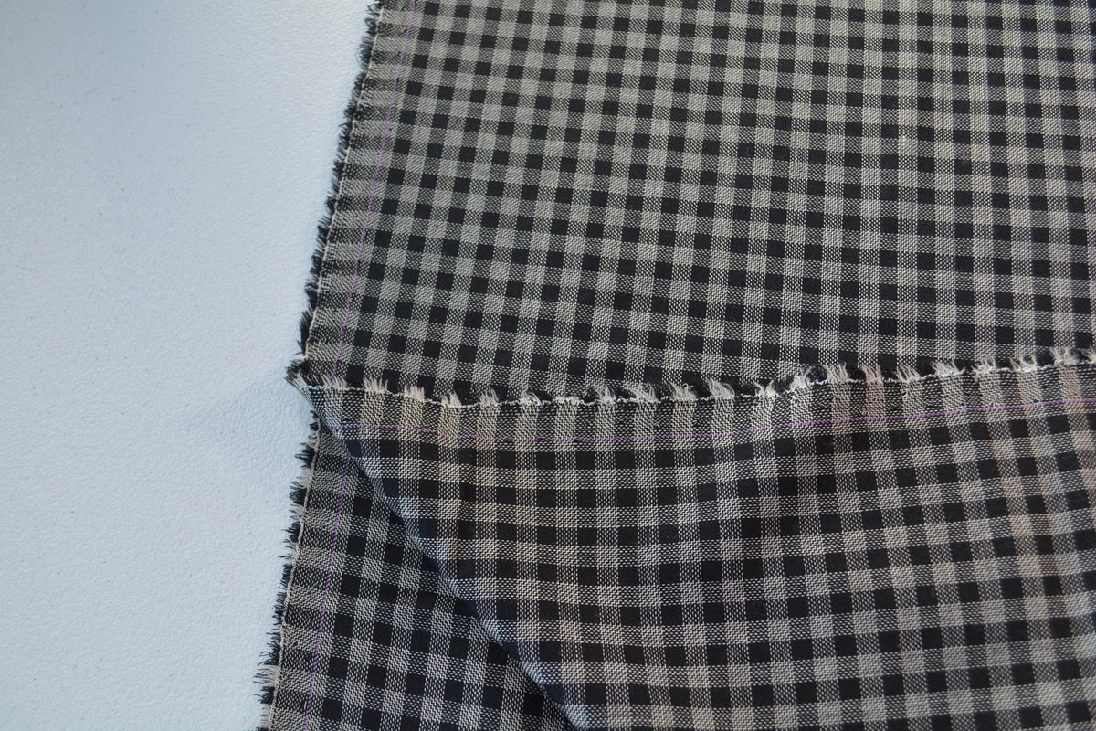 European Pure Wool | Lightweight Check Wool Suiting | Black and white striped | Designer Fabric Yardage |By the Yard