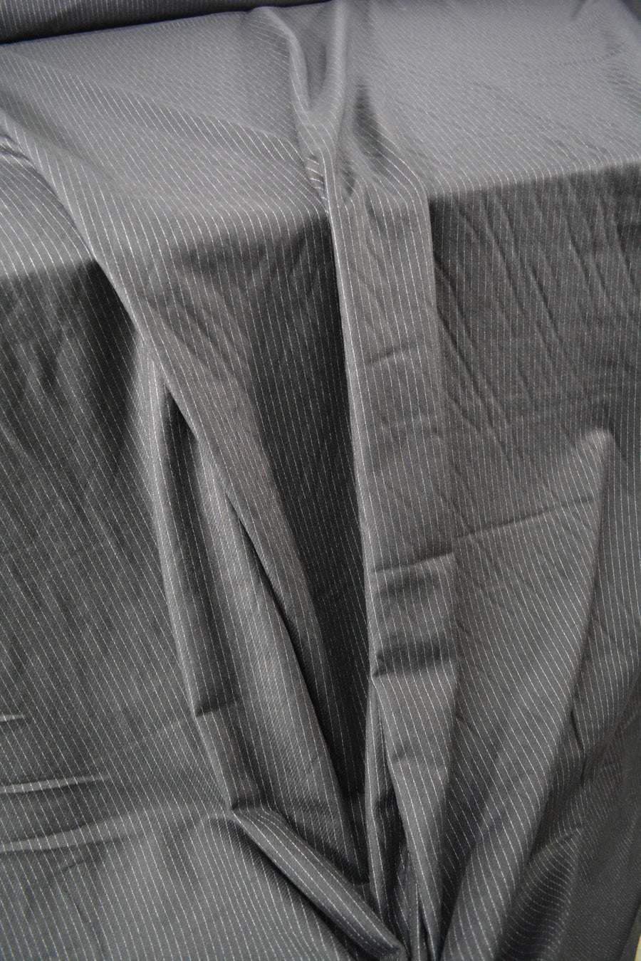 European Pure Wool | Black Striped Wool Midweight Suiting Fabric 60 Inch Usable | By the Yard