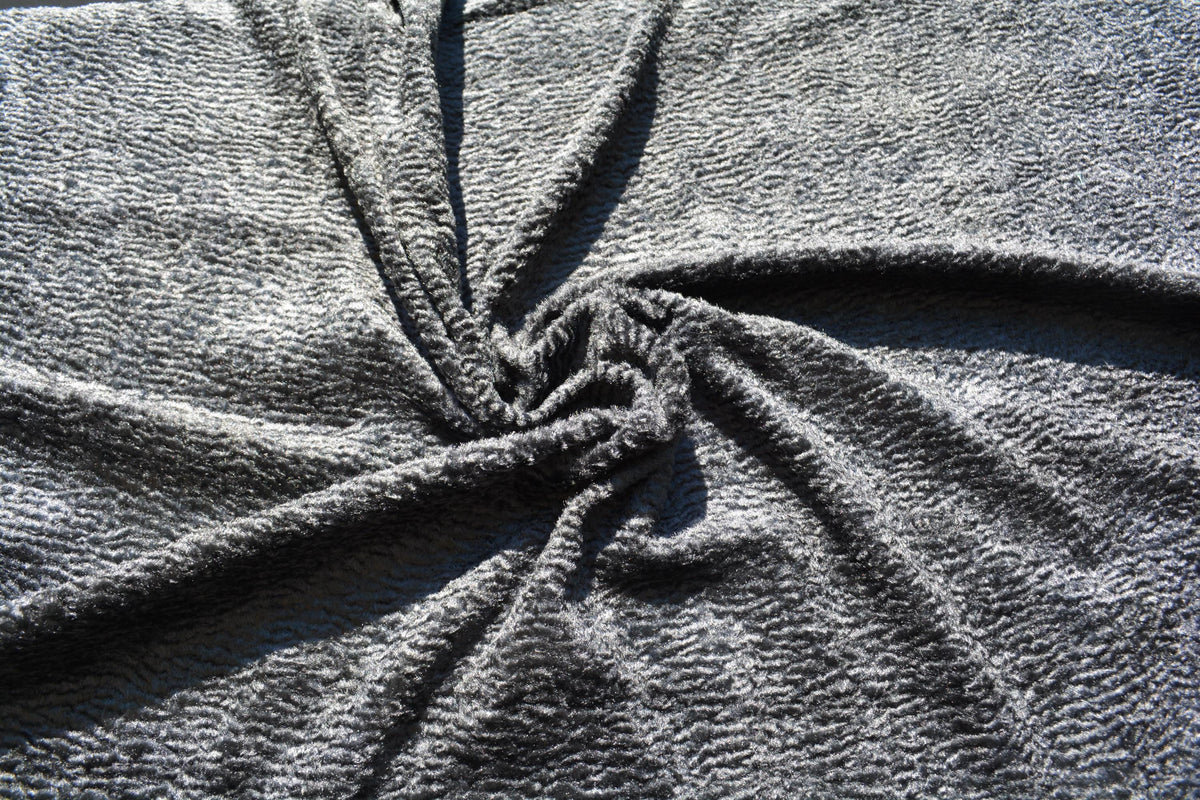 Dark Gray Faux Astrakhan Fur Fabric | Wavy Persian Lamb | Heavyweight Upholstery Fabric by 1/2 Yard