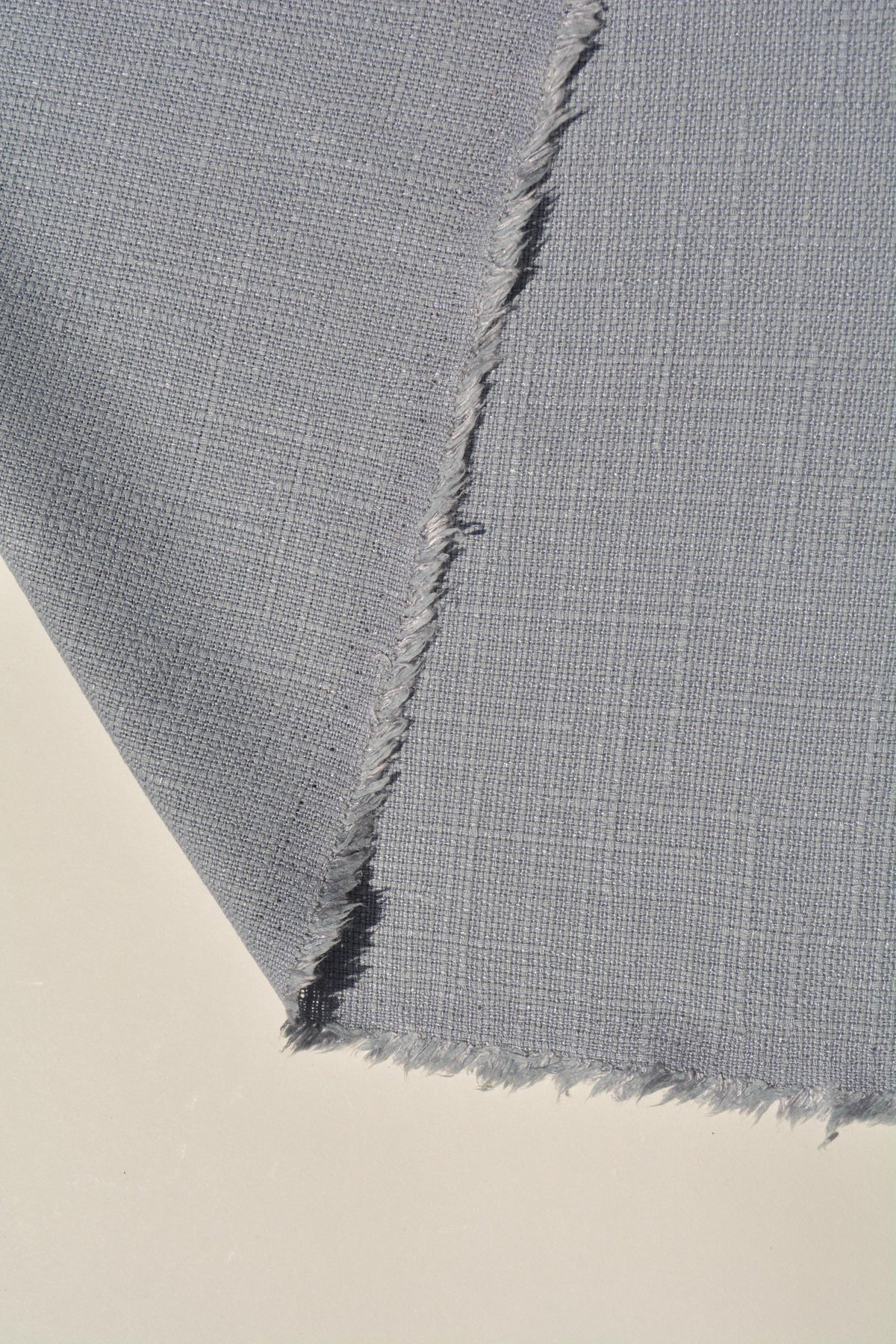 Designer Silk Blend Linen Weave Fabric | Light Gray Midweight Designer Fabric | Silk Nylon, Couture Sewing | By the Yard