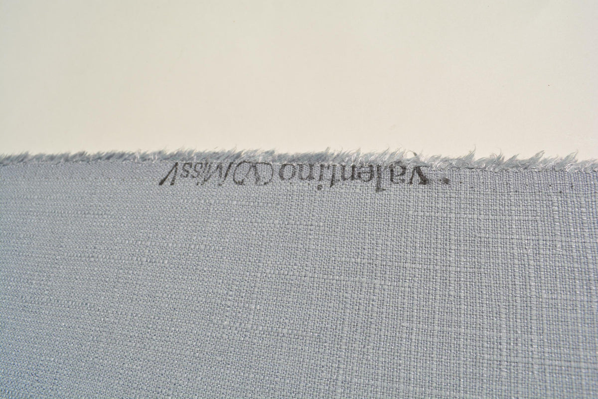 Designer Silk Blend Linen Weave Fabric | Light Gray Midweight Designer Fabric | Silk Nylon, Couture Sewing | By the Yard