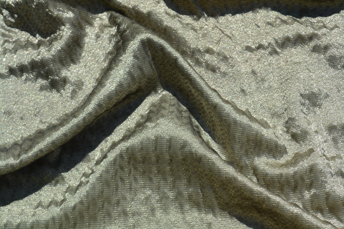 Designer Metallic Silver Fabric | Midweight Designer Polyester Material | Couture Sewing, Eveningwear & Costume Fabric |