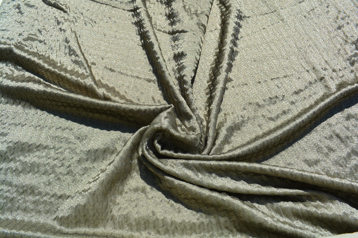 Designer Metallic Silver Fabric | Midweight Designer Polyester Material | Couture Sewing, Eveningwear & Costume Fabric |
