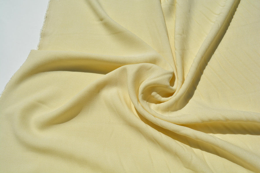 Designer Silk Viscose Faille Crepe Twill Fabric | Butter Yellow | Luxury Dressmaking & Couture Sewing | By the Yard