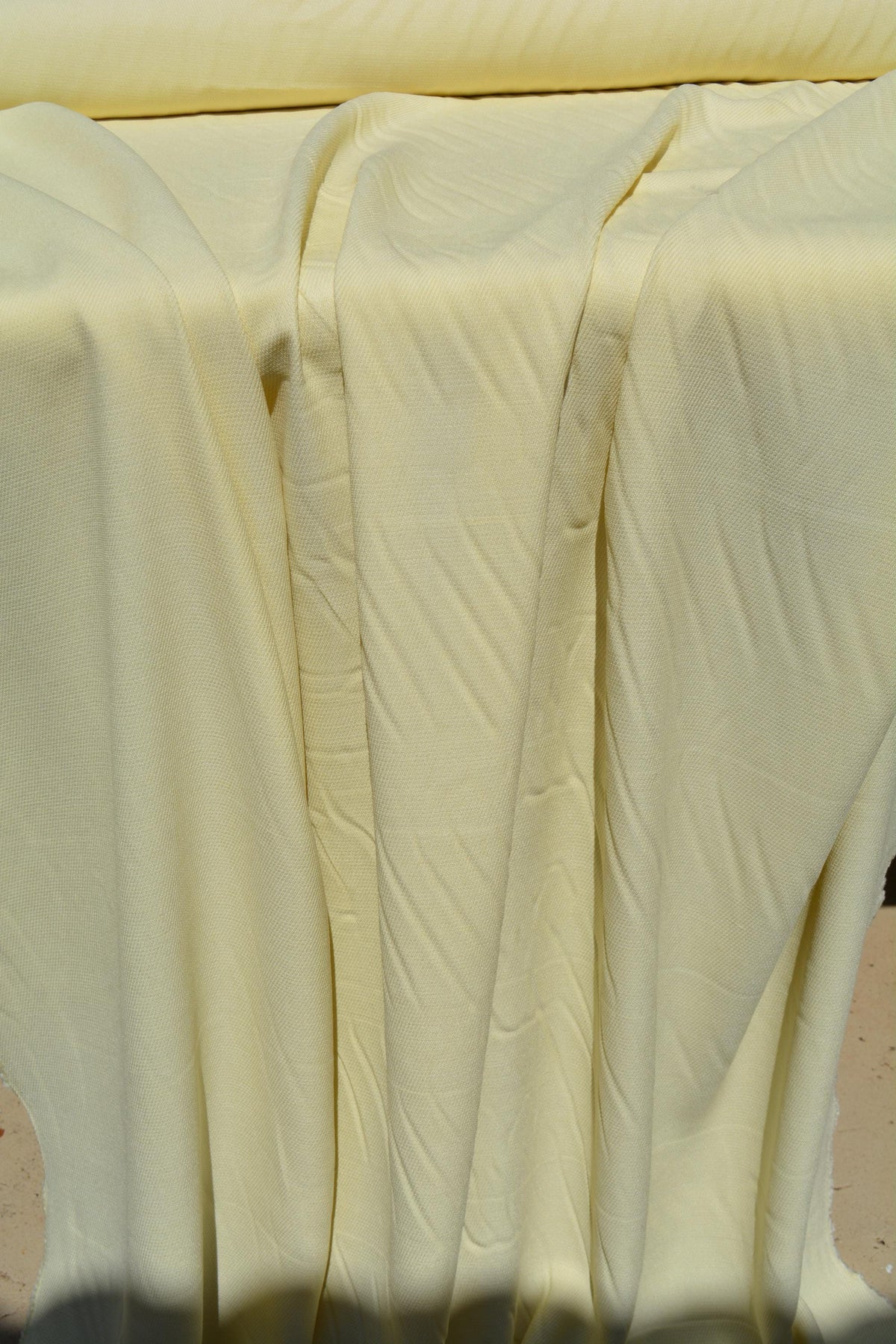 Designer Silk Viscose Faille Crepe Twill Fabric | Butter Yellow | Luxury Dressmaking & Couture Sewing | By the Yard