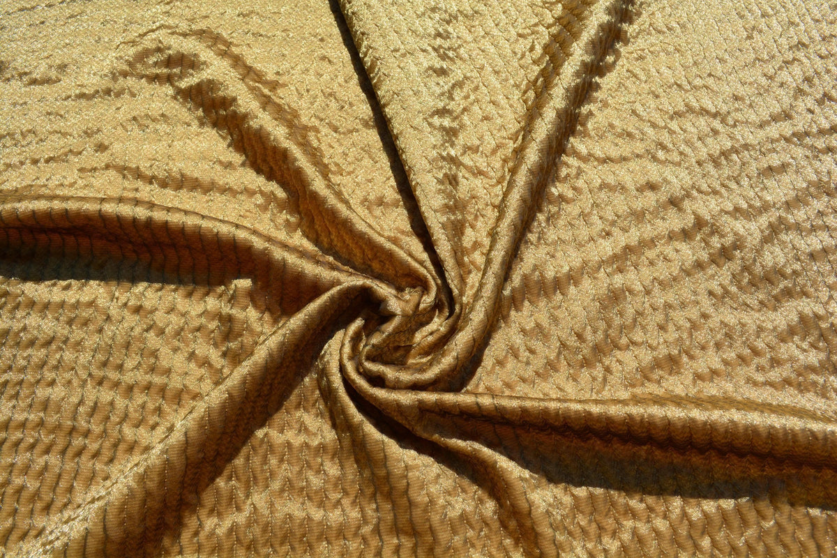 Designer Metallic Gold Fabric | Midweight Designer Polyester Material | Couture Sewing, Eveningwear & Costume Fabric | B