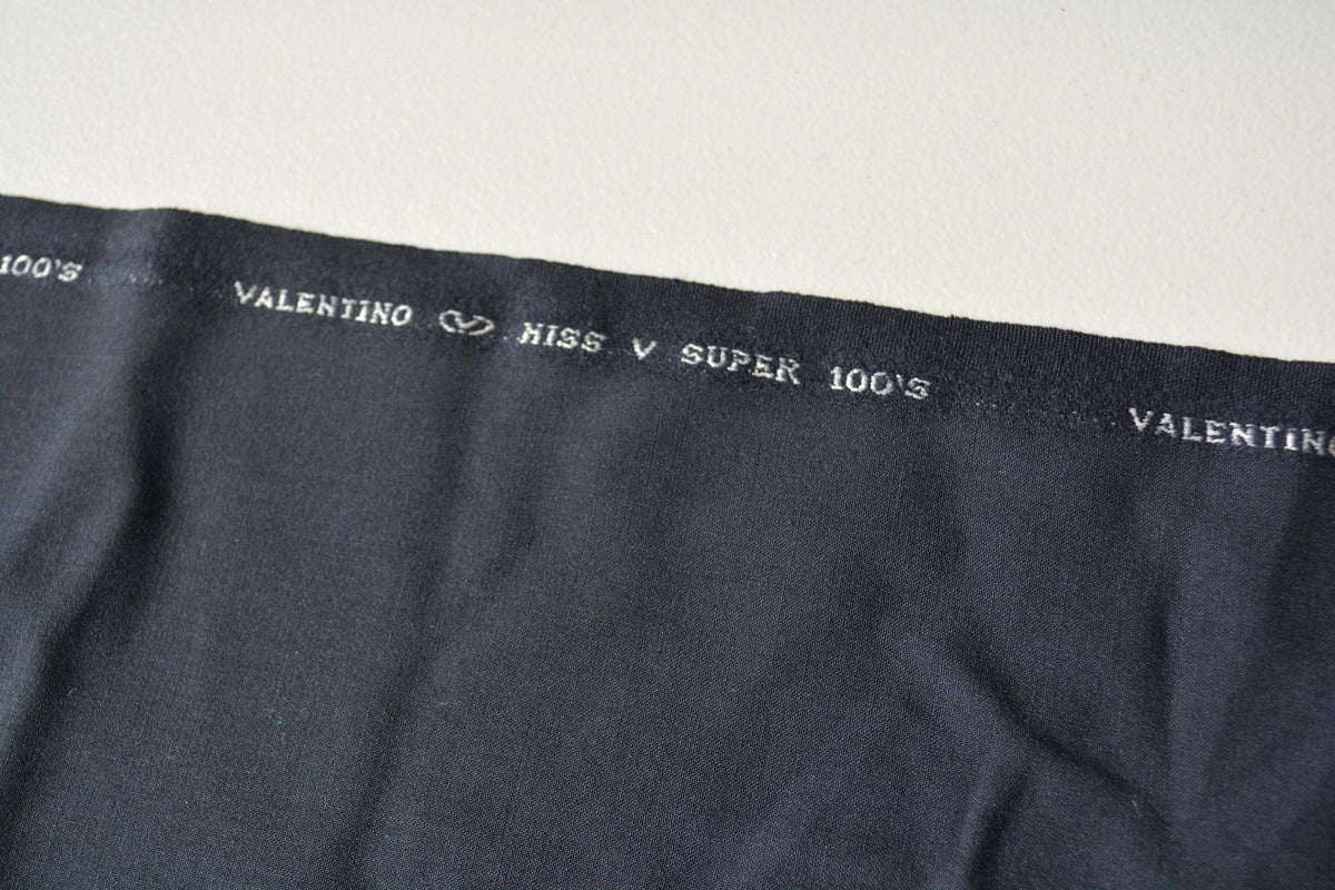 Designer Navy Super 100s | 100% wool | Wool Suiting | Designer Deadstock | By the 1/2 Yard