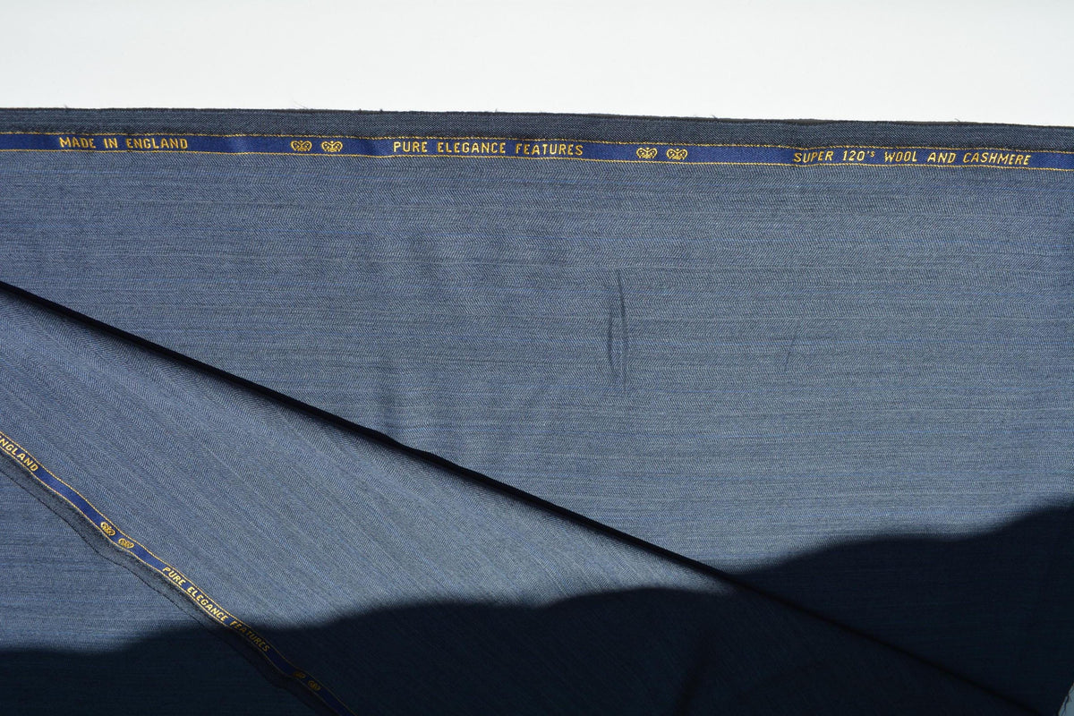 British Cashmere Super 120s Wool Suiting Fabric | Herringbone | Made In England | *By the 1/2 Yard*